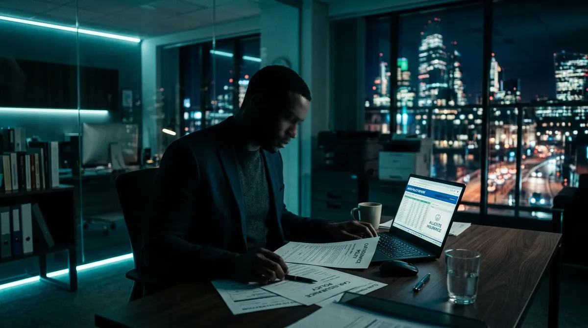 Praca z dokumentami ubezpieczeniowymi przy komputerze